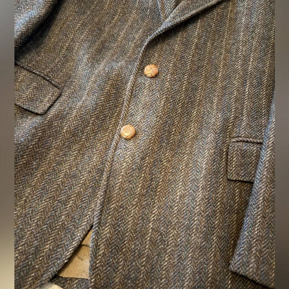 VTG 70s 80s Levi's Wool Tweed Sport Coat Herringbone Overcheck Country Blazer 44